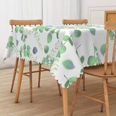 Aperturee Fresh Green Boho Leaf Tablecloth for Spring, Botanical Design for Modern Kitchen and Dining Decor